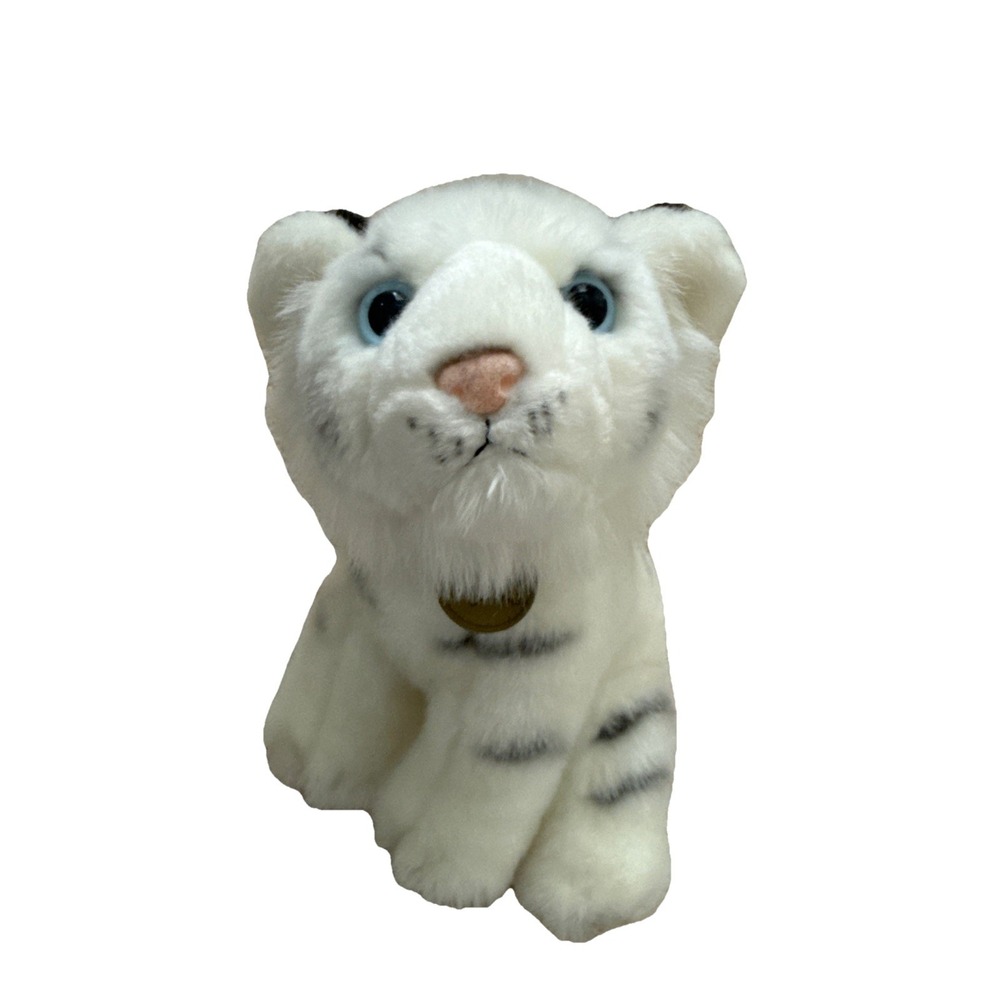 NWT Aurora Miyoni Sitting White Tiger‎ Cub Black Stripes 9" Plush Blue Eyes 2021